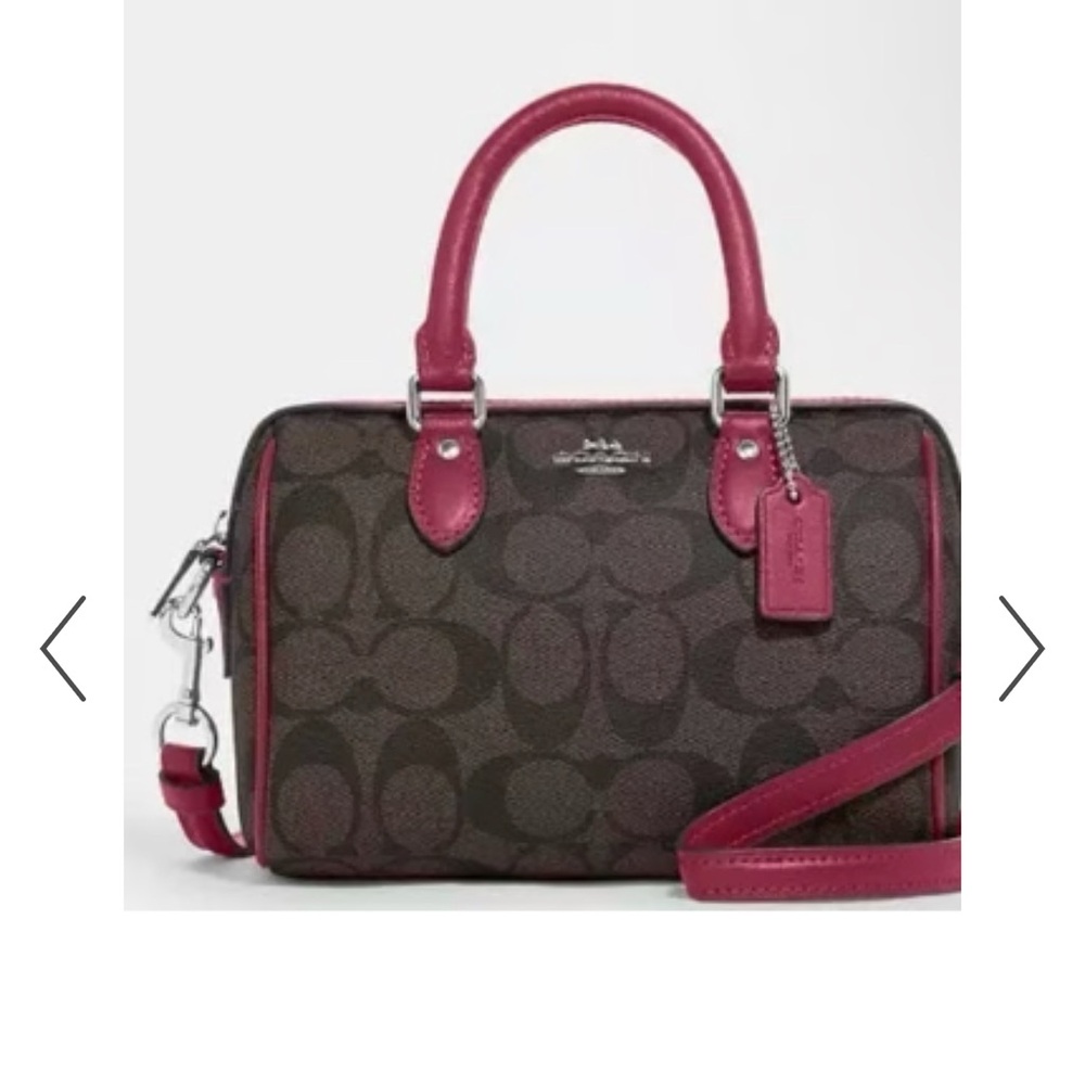 Coach Mini Rowan Crossbody In Signature Silver/Brown/Bright Violet